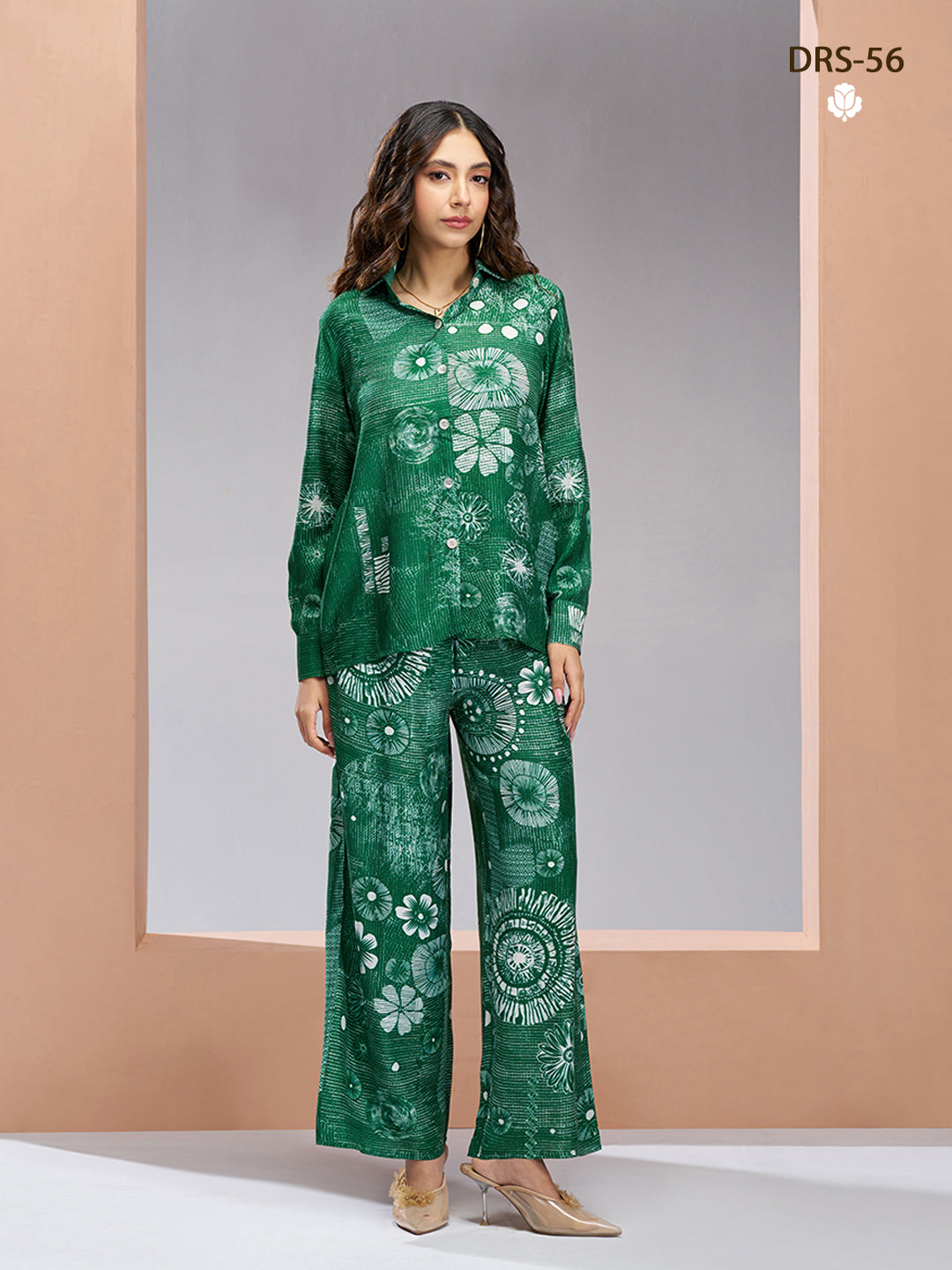 DARK GREEN PURE MUSLIN SILK PRINTED SHIRT PANT - qivii