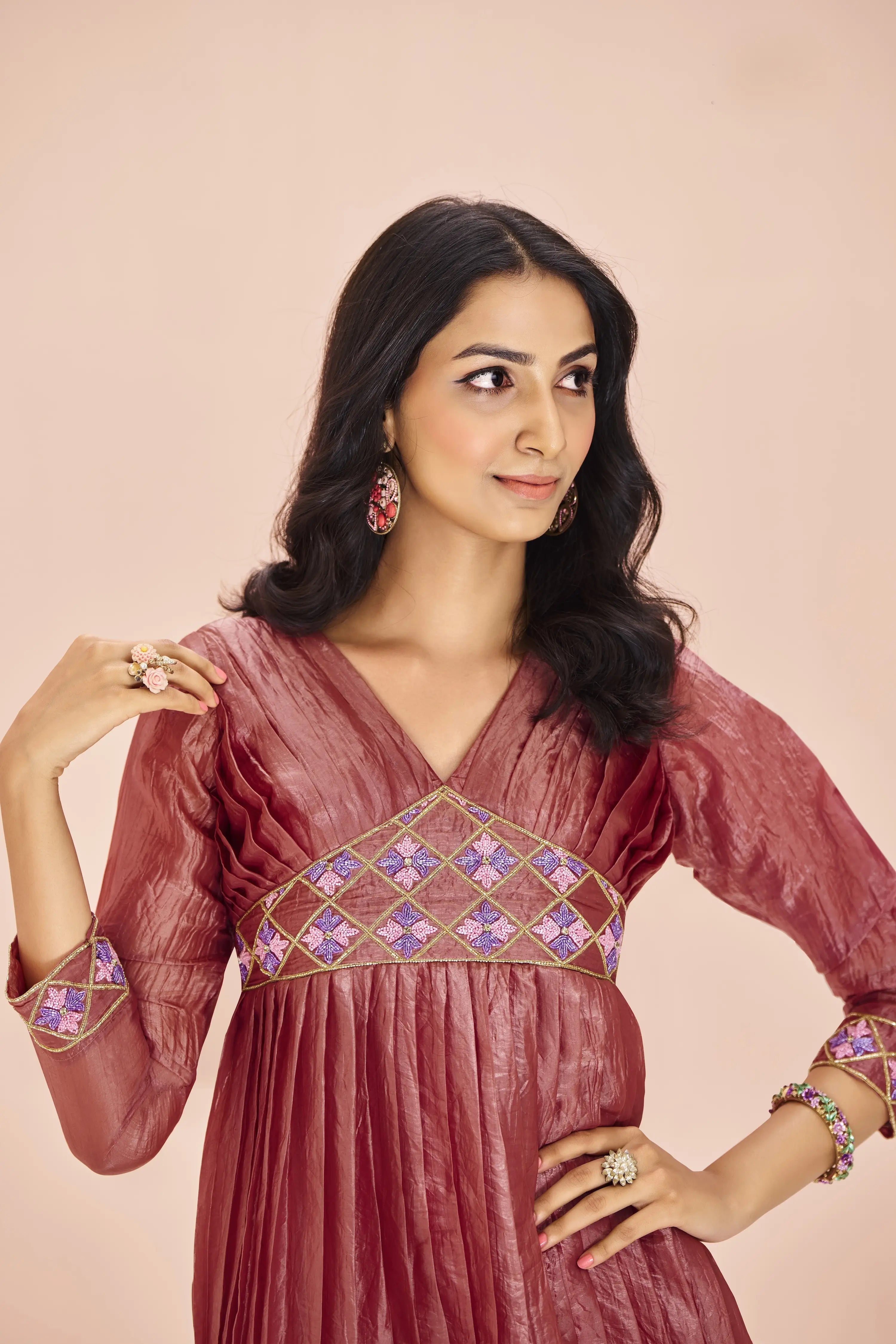 Coral Chinon Handwork Salwar Suit - qivii