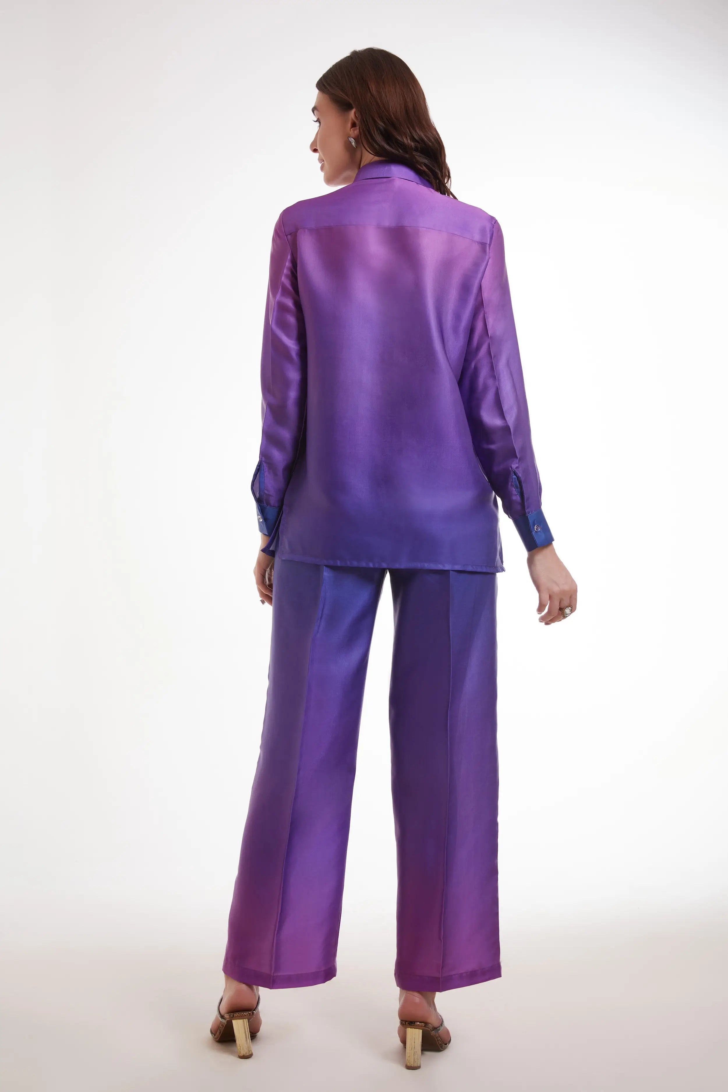 MultiColor Printed Satin Co-ord Set - qivii