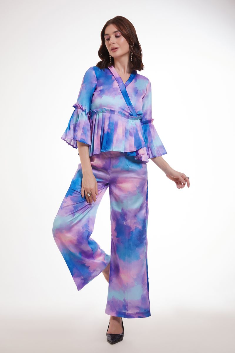 MULTI COLOR PRINTED MODAL SATIN CO-ORD SET - qivii