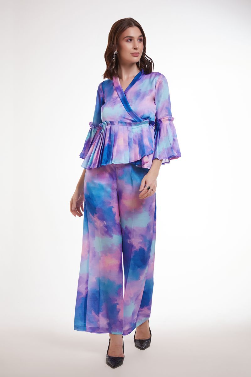 MULTI COLOR PRINTED MODAL SATIN CO-ORD SET - qivii