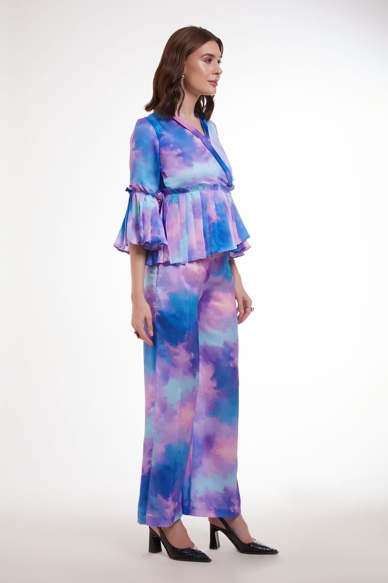 MULTI COLOR PRINTED MODAL SATIN CO-ORD SET - qivii