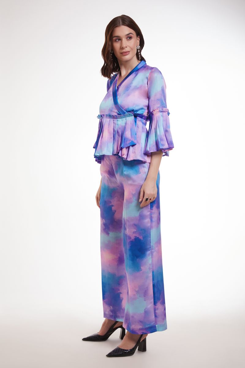 MULTI COLOR PRINTED MODAL SATIN CO-ORD SET - qivii