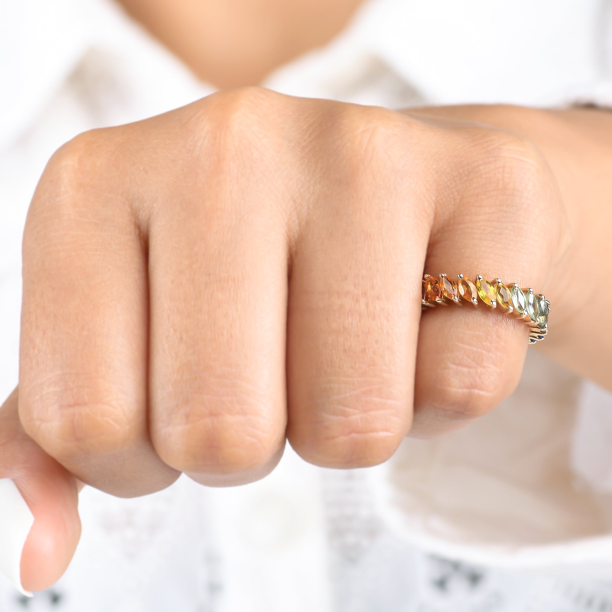 Rainbow Sapphire Marquees Ring - qivii