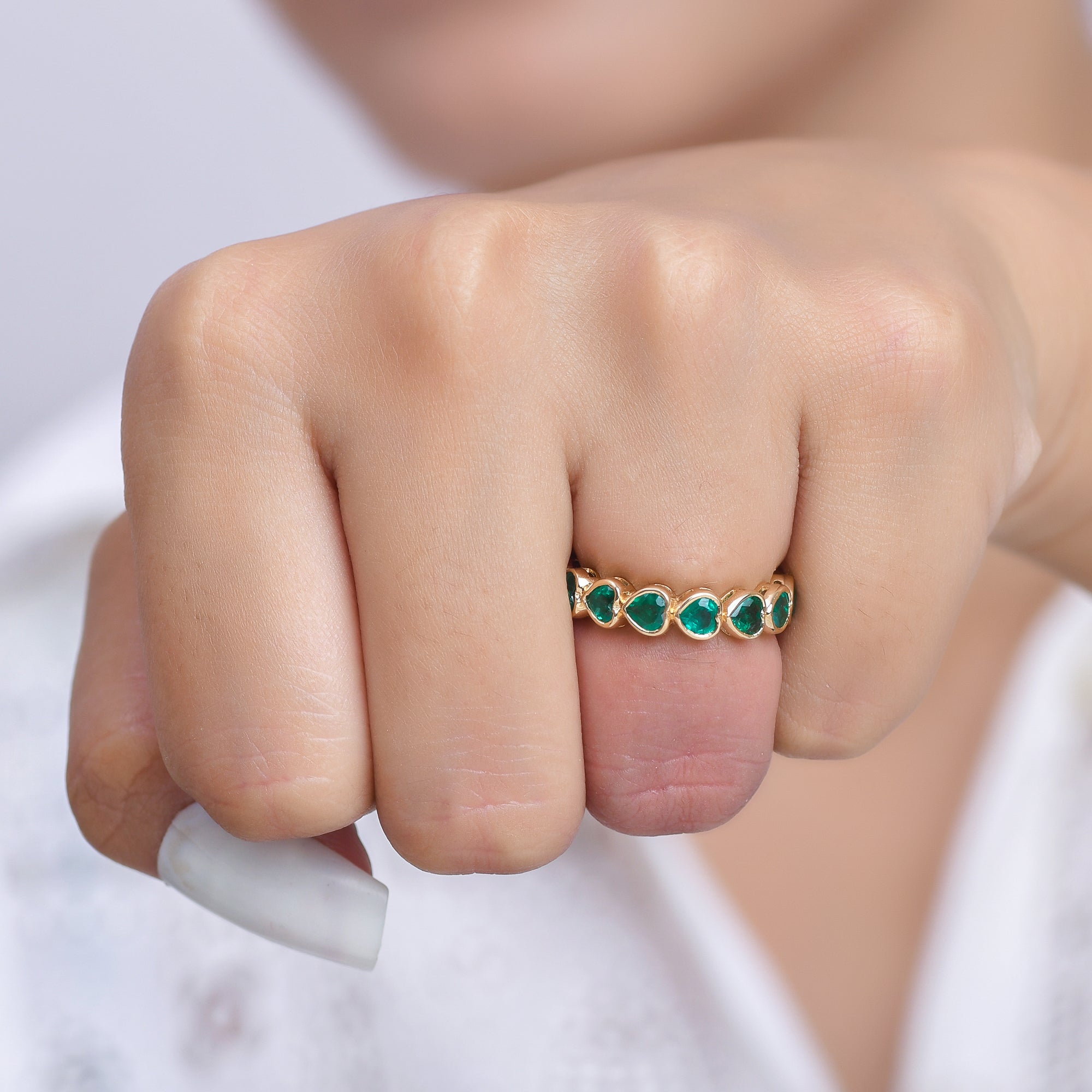 Emerald Heart Bezel Set Ring - qivii