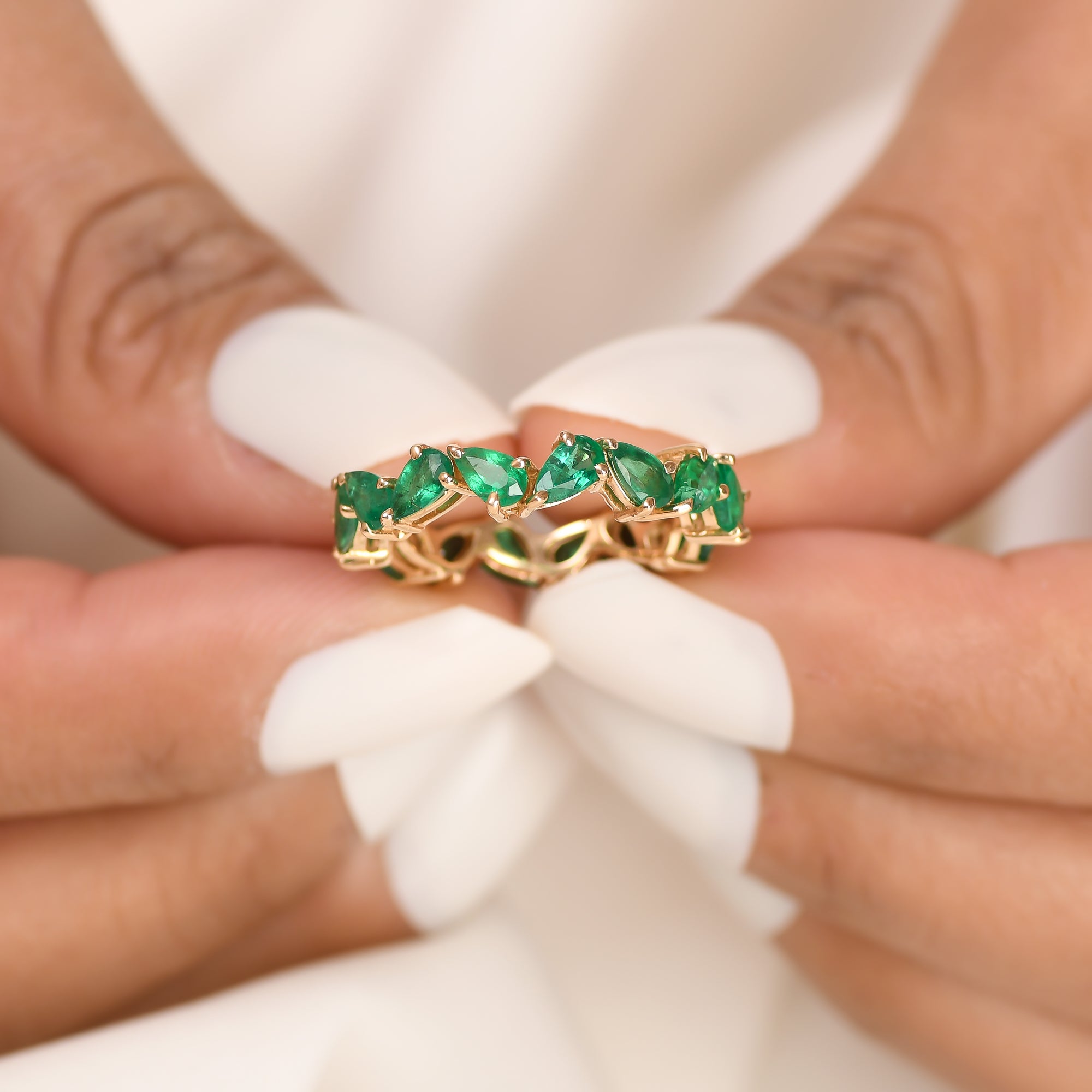 Emerald Pear Zig Zag Ring