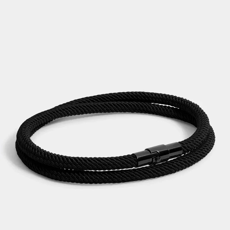 Minimalist Black Rope Bracelet Wave - By Qivii