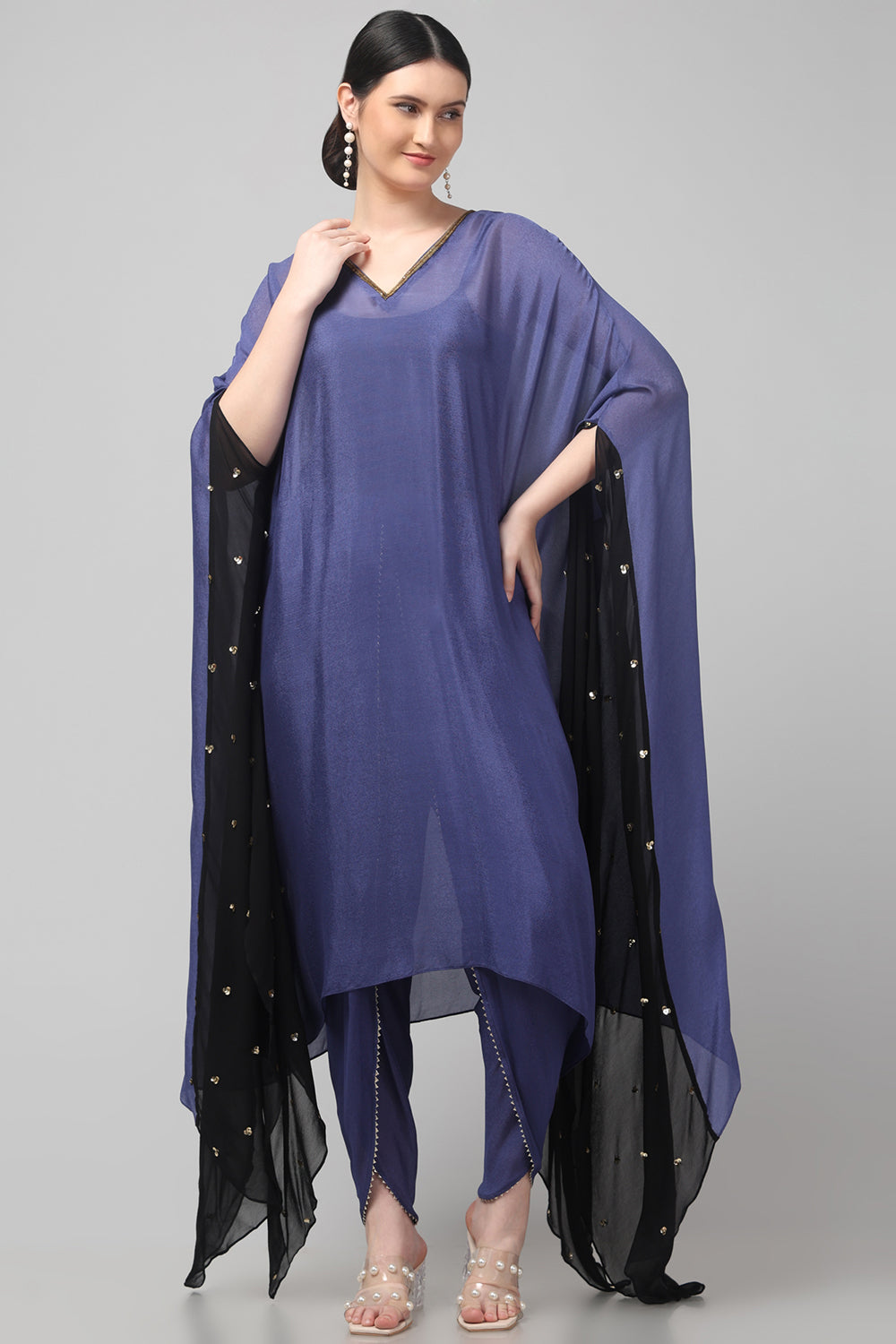 Two-Tone Asymmetric Kaftan with Dhoti style Bottom