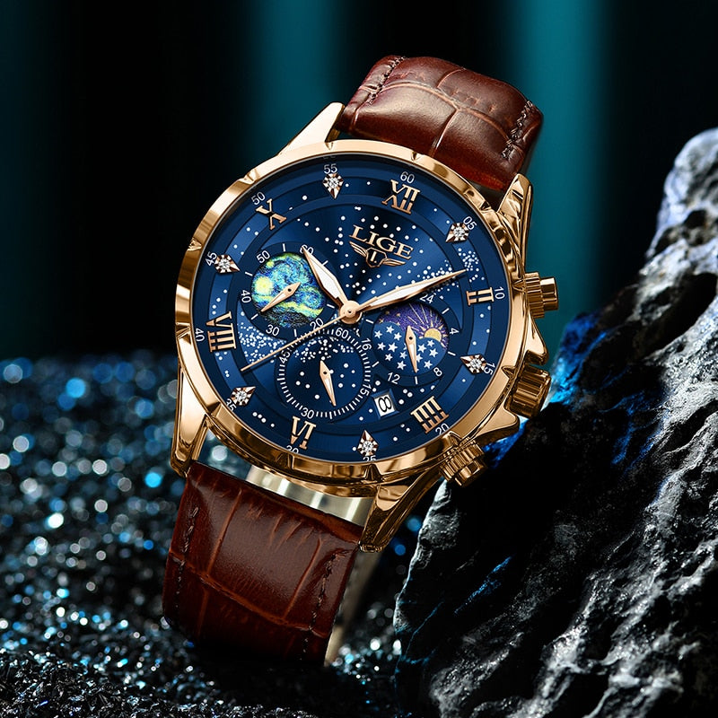 Verfijnde Maanfase Horloge - By Qivii