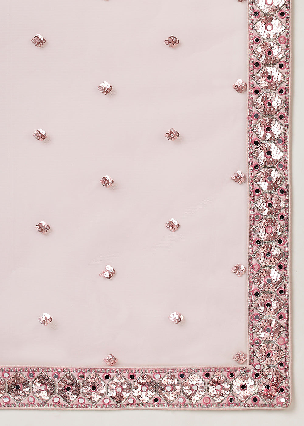 Rose Gold Net Designer Lehenga Choli with Mirror & Sequins work | Ready To Wear - qivii