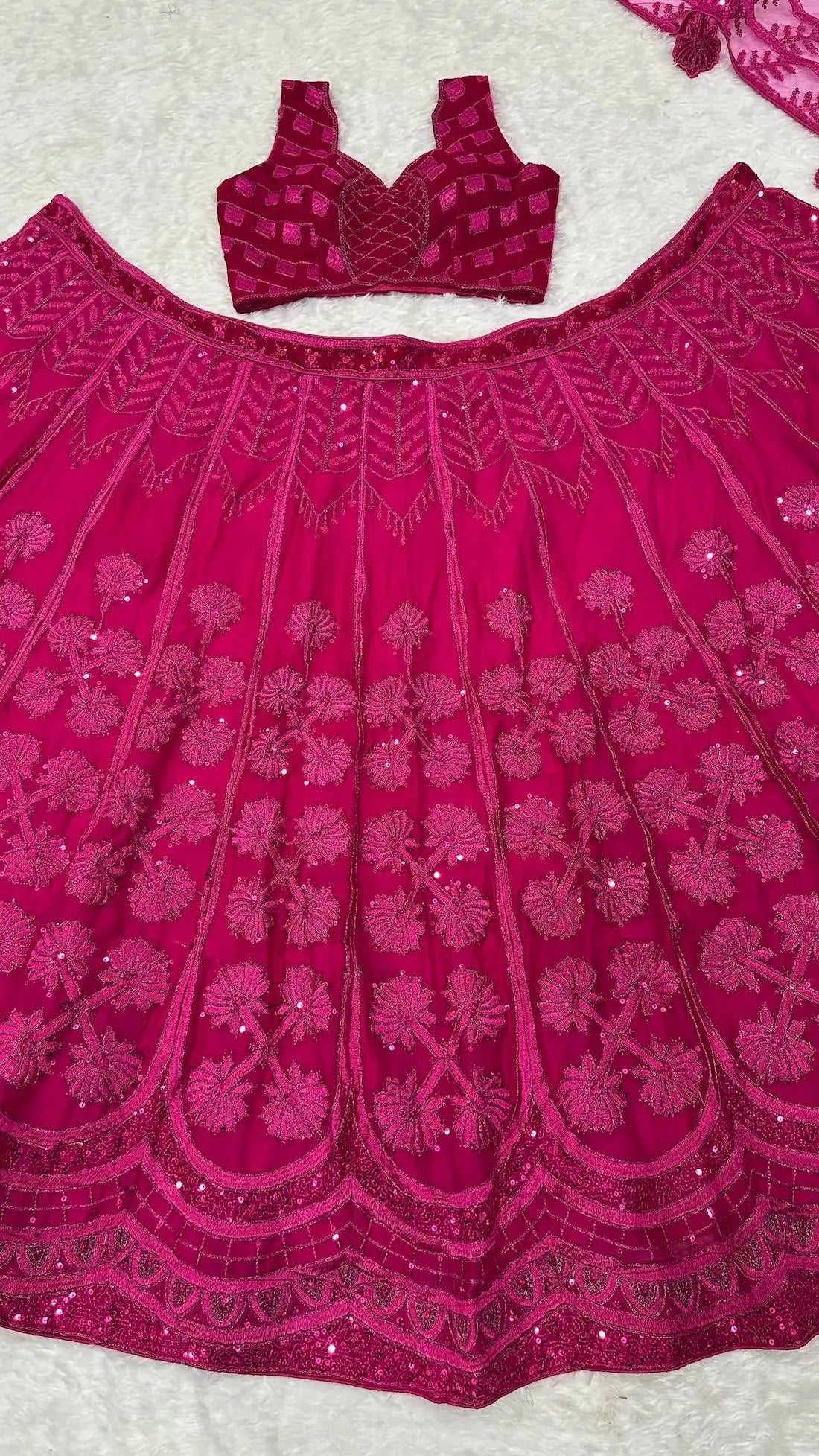 Hot Pink Kasturi Silk Embroidery Lehenga Choli - qivii