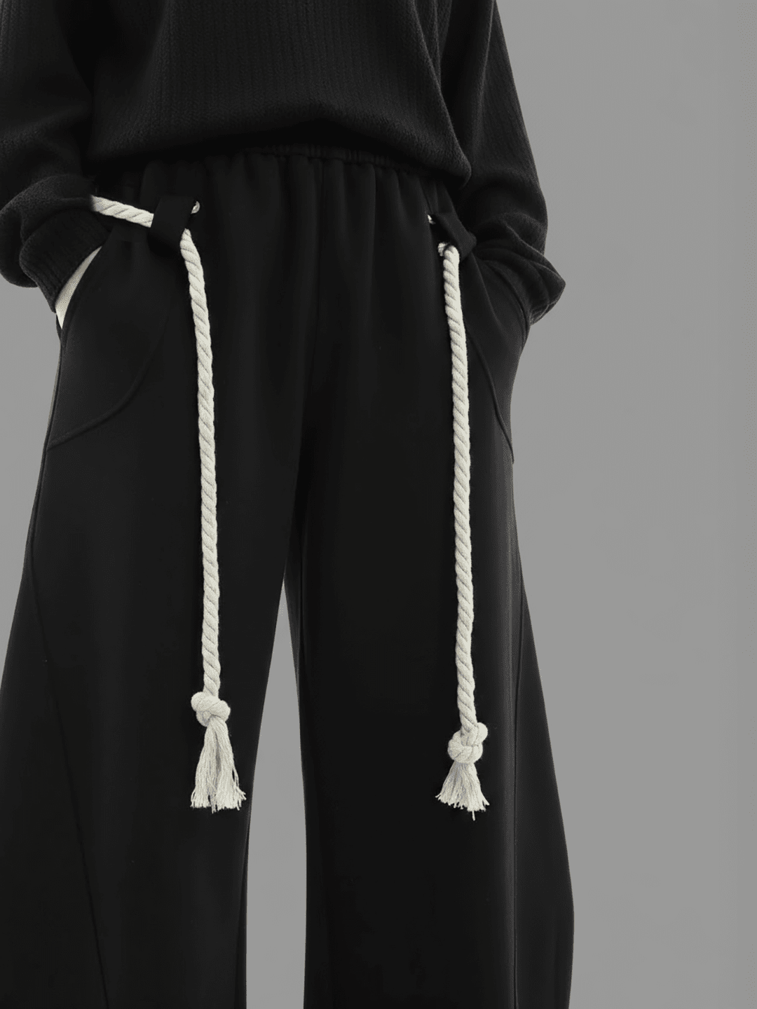 Black Urban Knot Barrel Fit Trackpants