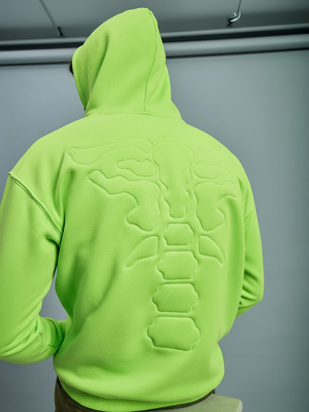 Neon Exoskeleton Quilted Oversized Hooded Sweatshirt