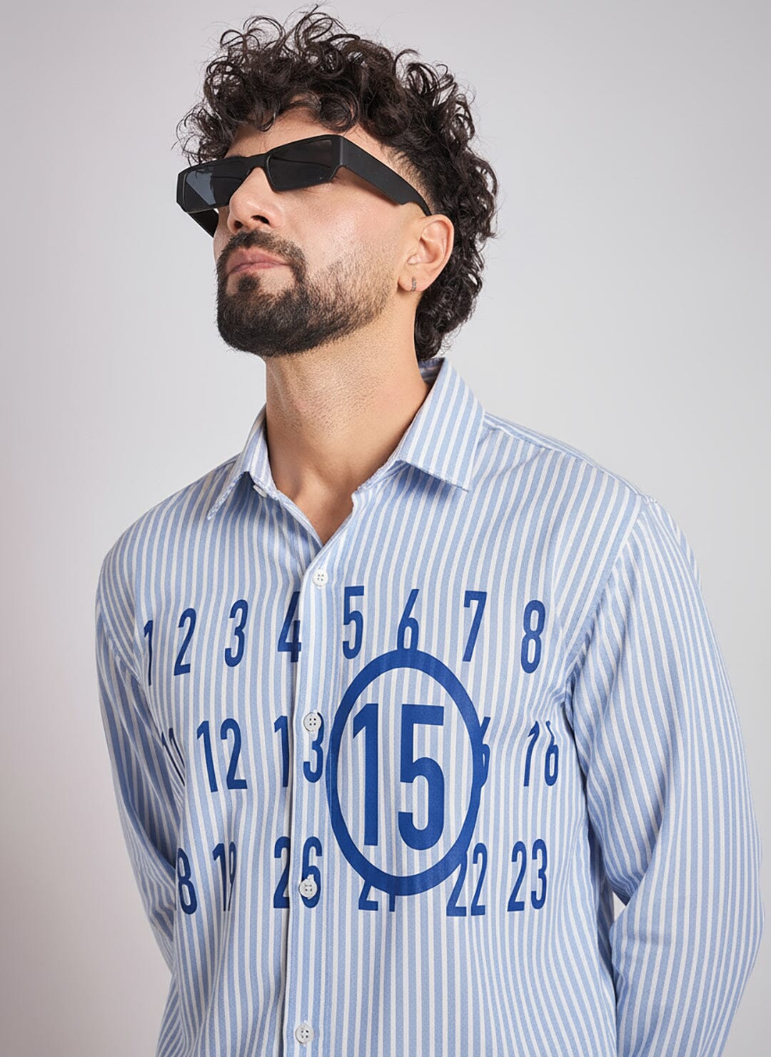 Sky Striped Numerals Shirt