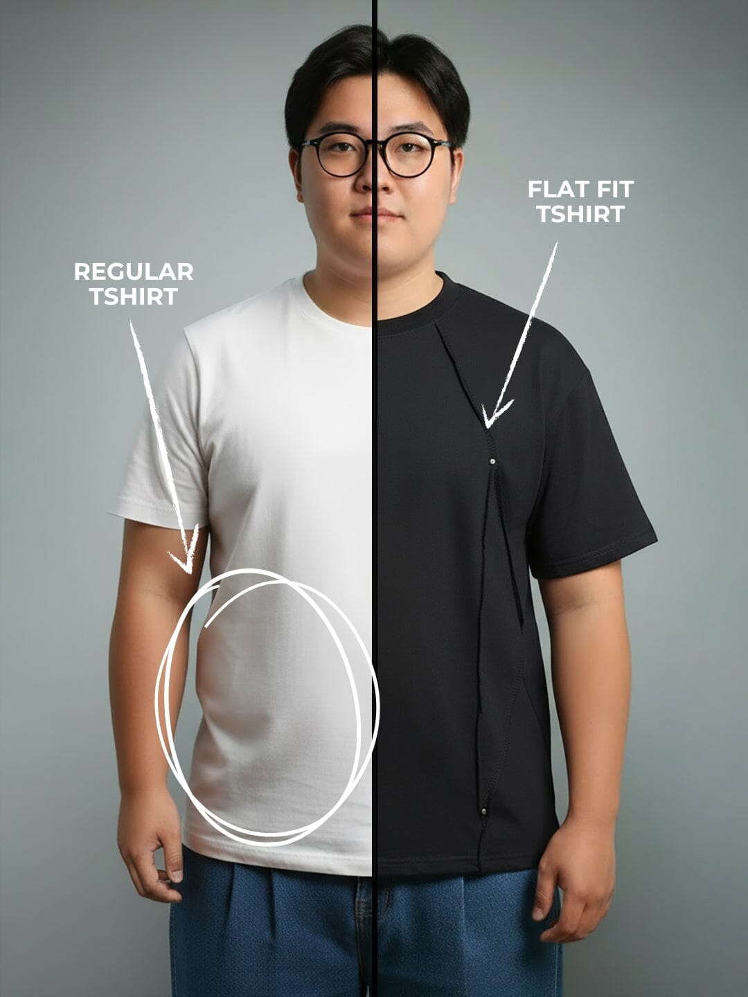 Black Faux Flat Look Cut and Sew Tshirt