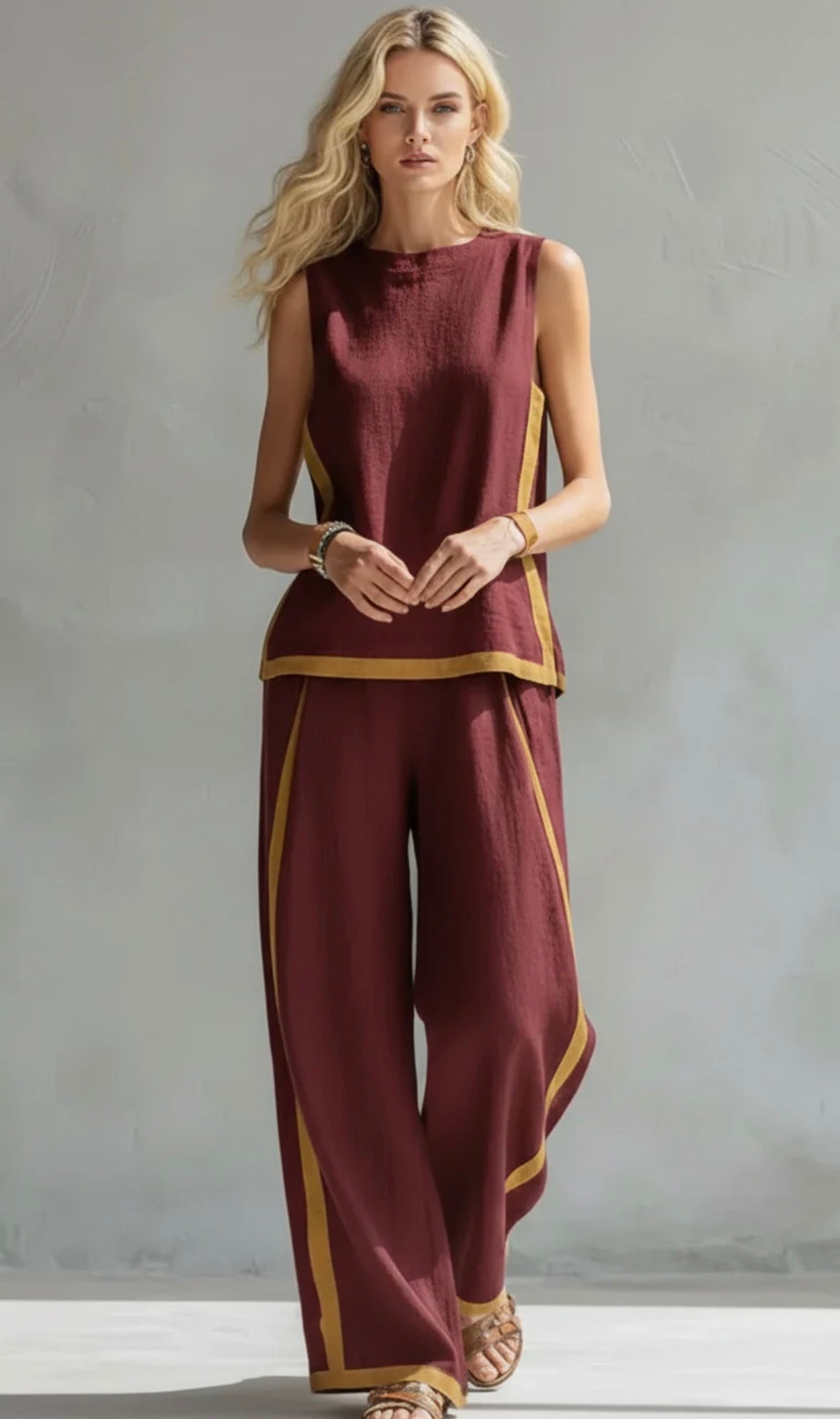 Marlene | Elegant Wide Leg Two Piece Summer Set by Qivii