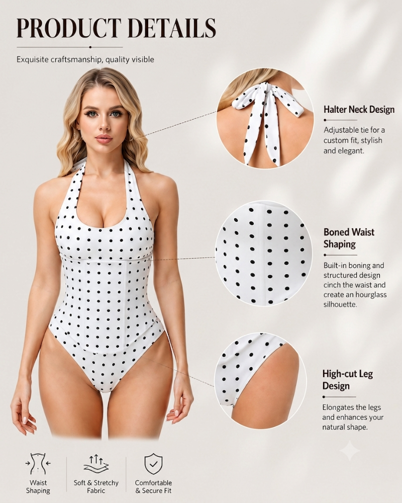 Hourglass Corset Body Shaper Waist Cincher Swimsuit Two-Piece Set - By Qivii
