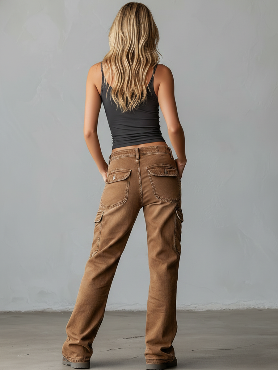 Stylish & Distinctive Distressed Brown Cargo Jeans