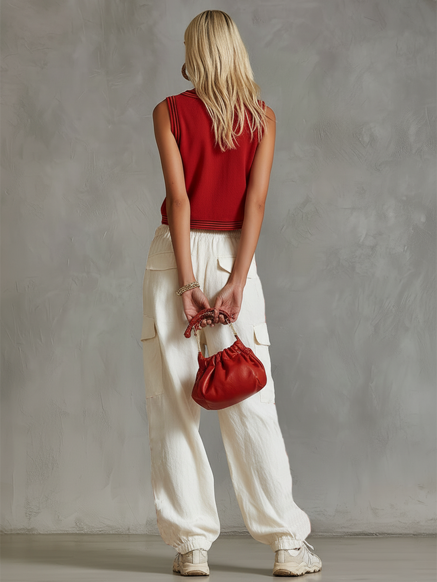 Casual & Stylish White Cargo Cotton-Linen Pants