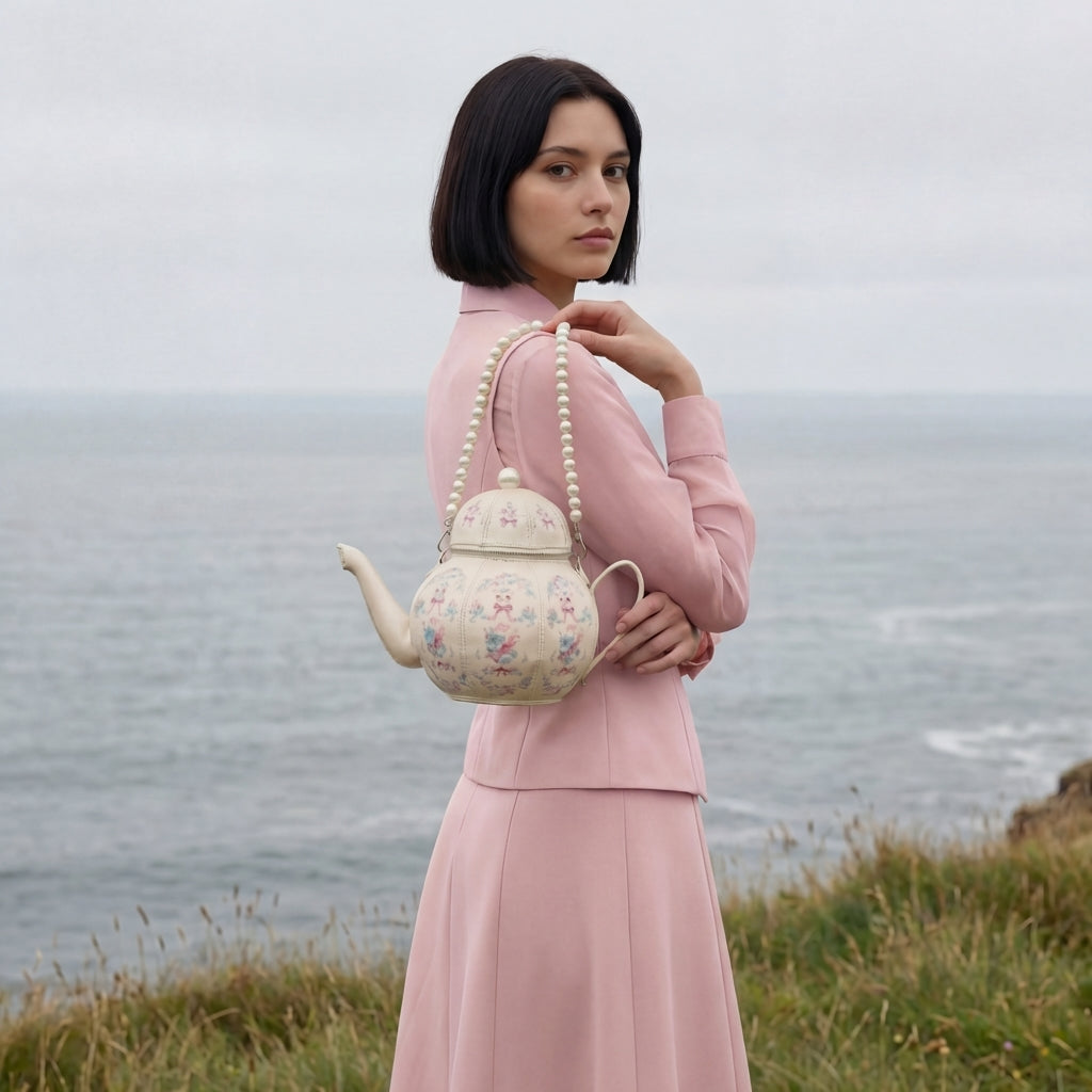 Rosé Teapot Bag in Vegan Leather - By Qivii