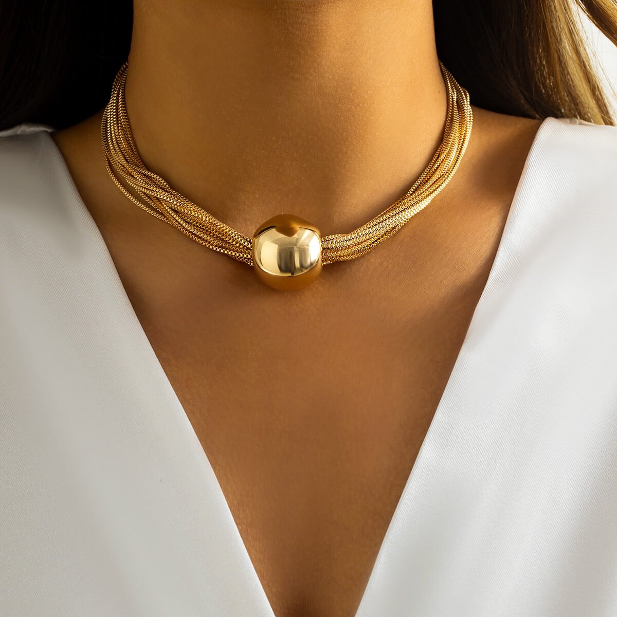 Aria Elegant Sphere Necklace - By Qivii
