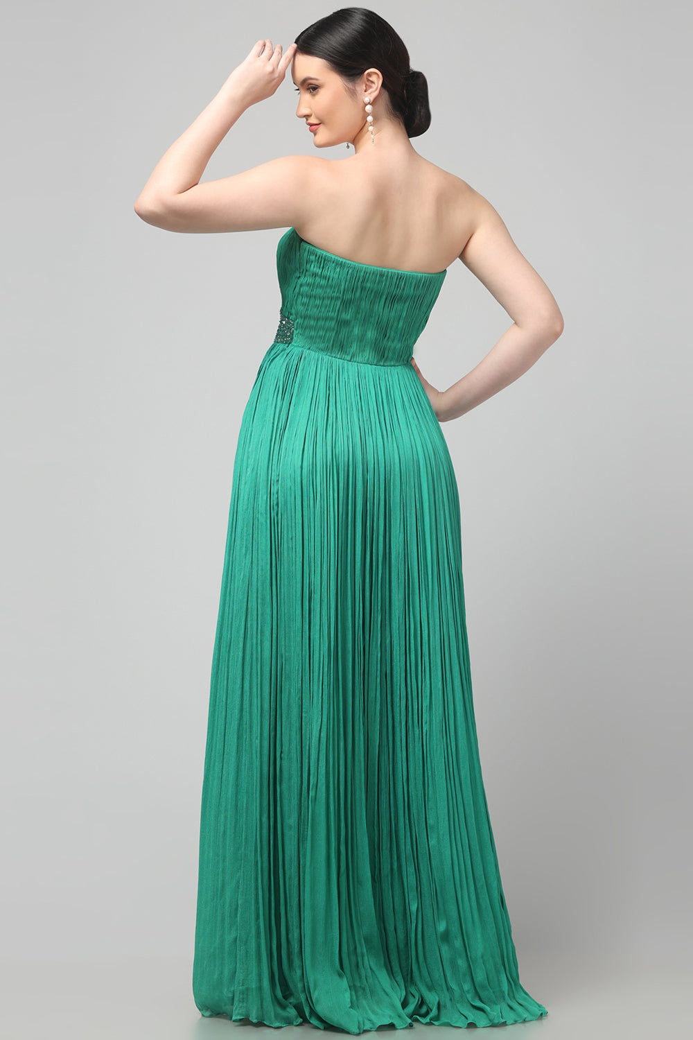 Green Shoulder Off Gown