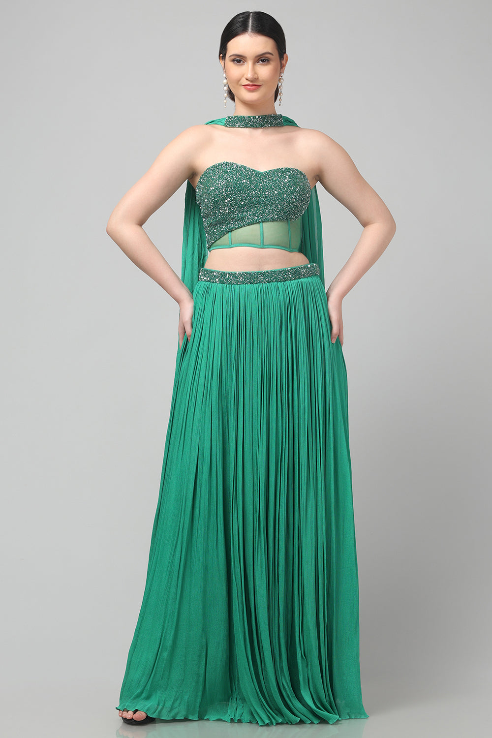 Green Strapless Corset