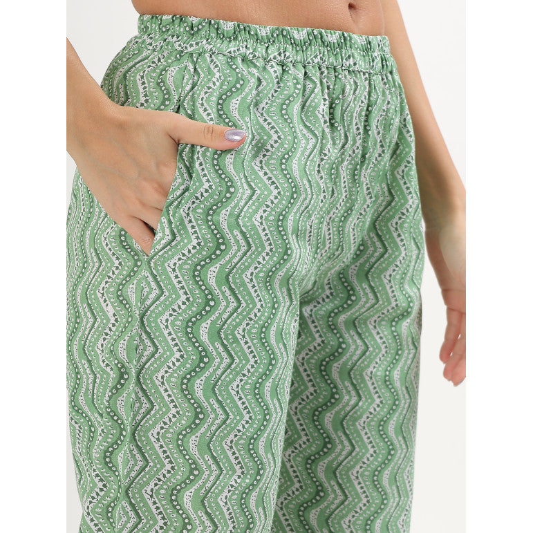 Green Charm Printed Kurta Set - qivii