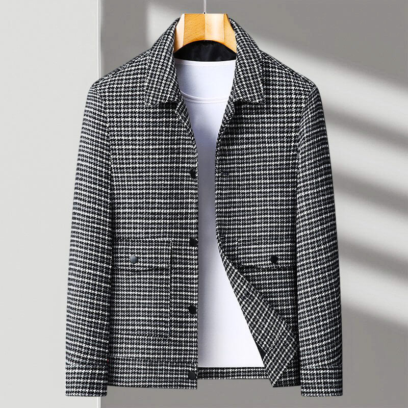 Malcolm Houndstooth Wool Jacket - By Qivii