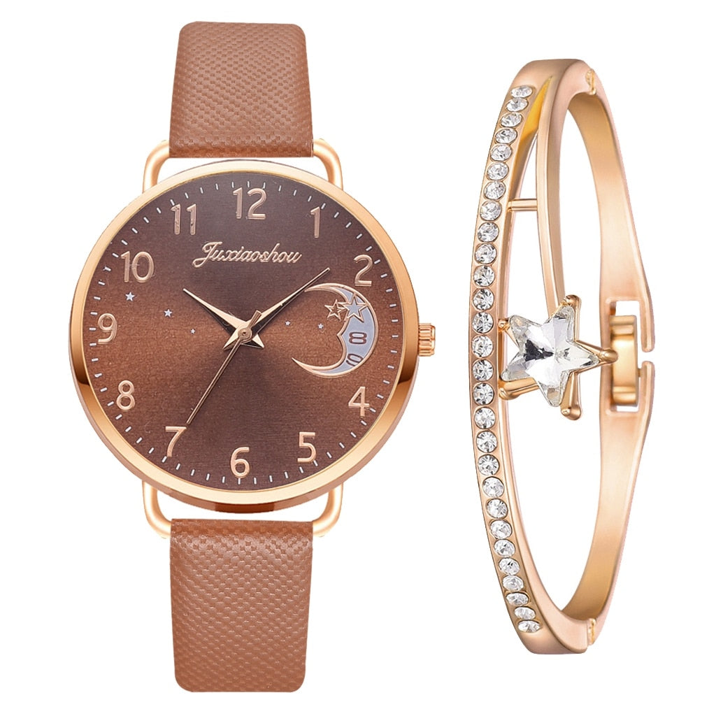 Hemelse Maanfase Horloge en Armband Set - By Qivii