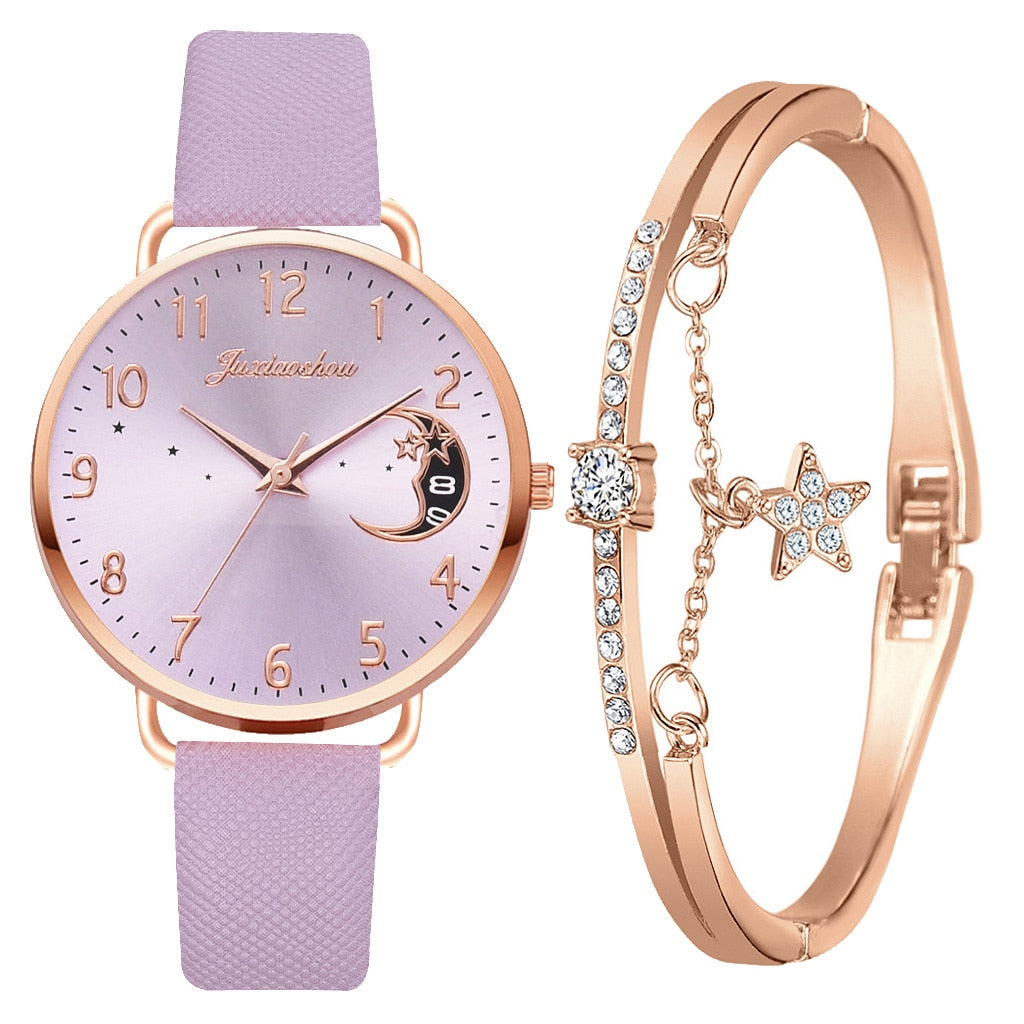 Hemelse Maanfase Horloge en Armband Set - By Qivii