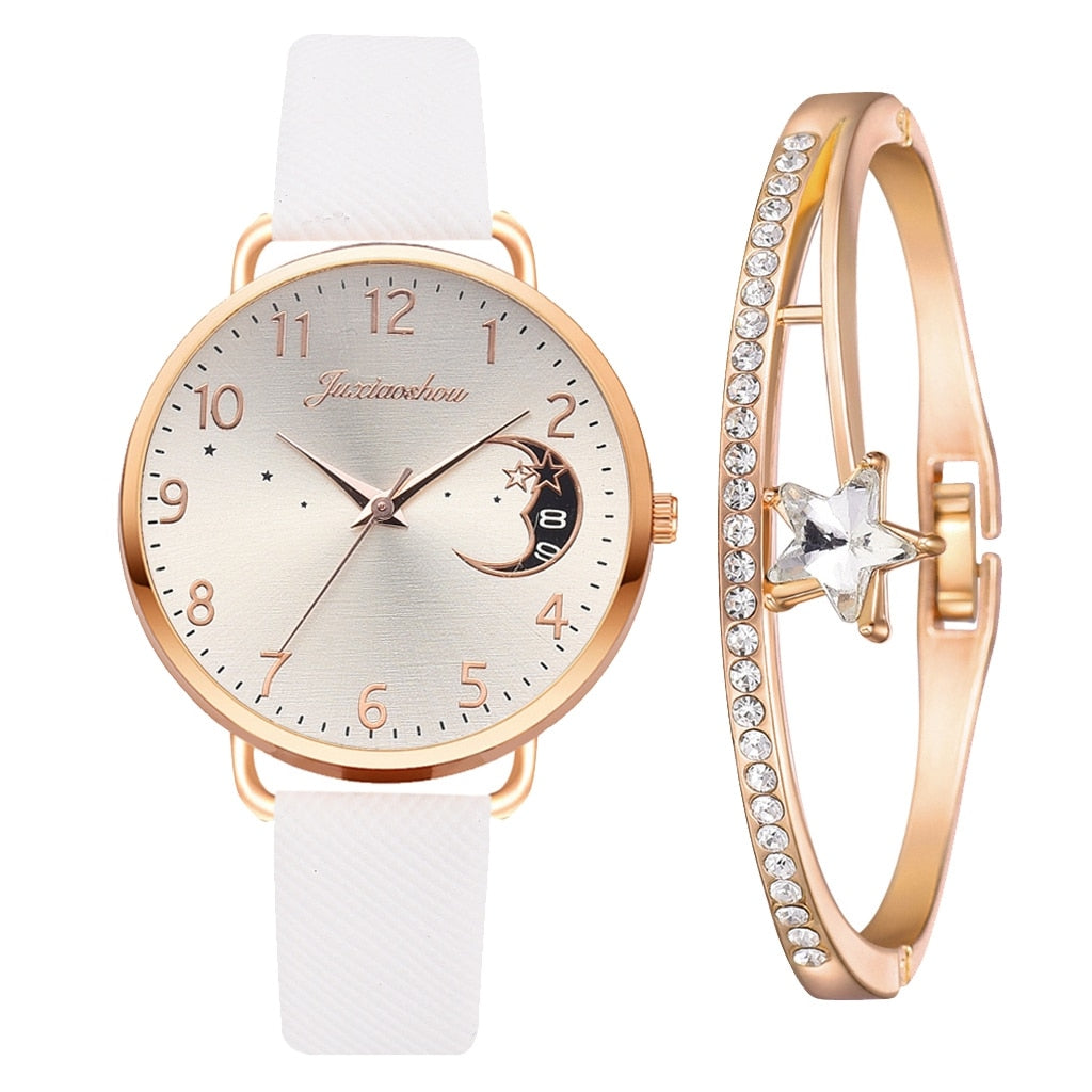 Hemelse Maanfase Horloge en Armband Set - By Qivii