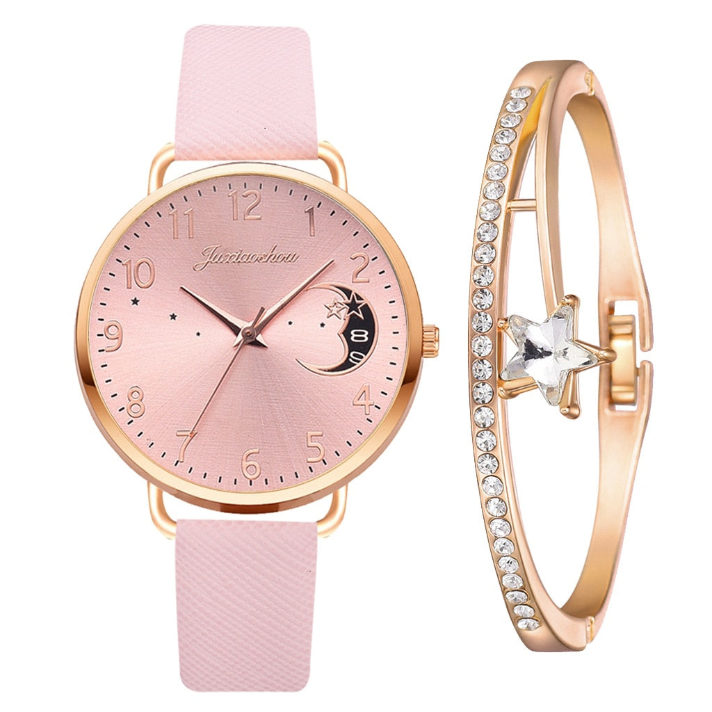 Hemelse Maanfase Horloge en Armband Set - By Qivii