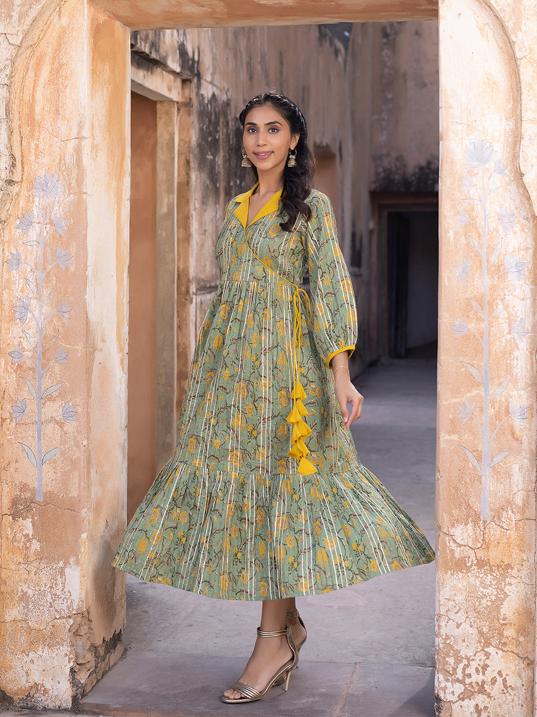 Hemp Pista-Green Printed Kurta - By Ragavi - qivii