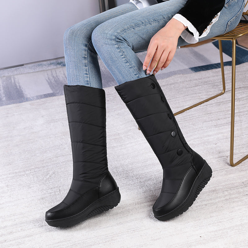 Women's Mercer Knee-High Quilted Winter Boots - Waterproof, Plush Faux Fur Lining & Snap-Button Closure (US 4-11)