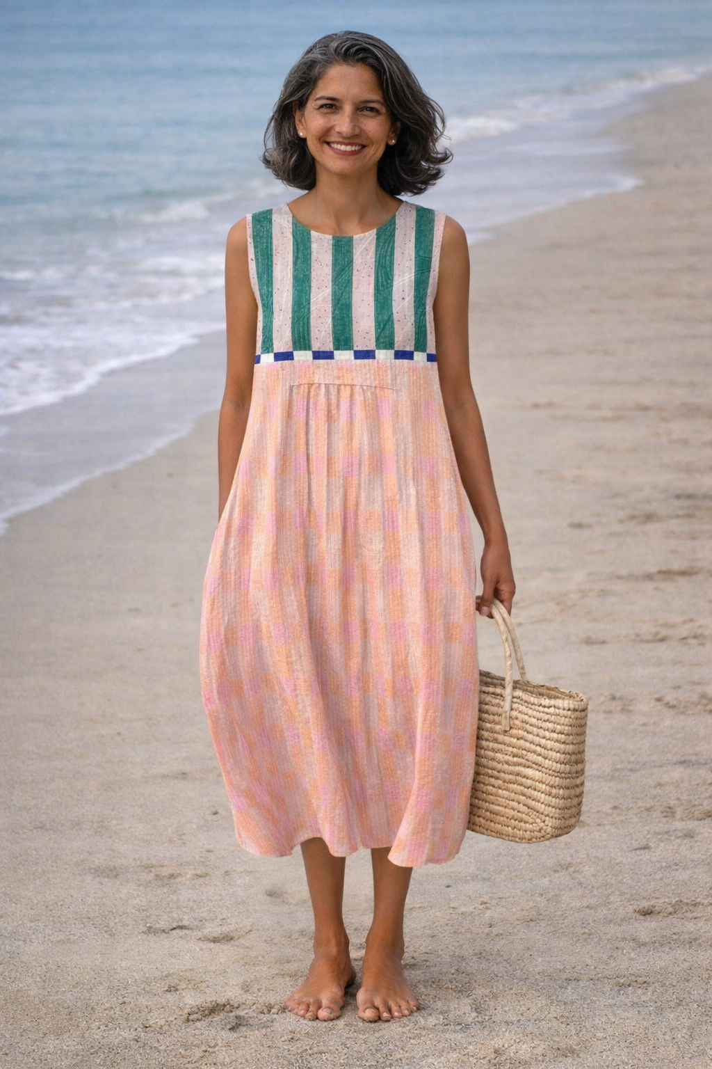 Lilia | Midi-jurk met pastelstrepen - By Qivii