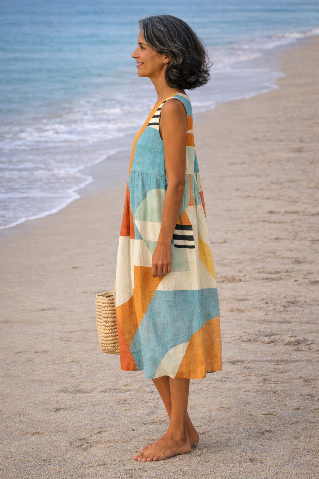 Iris | Geometrische Midi Jurk - By Qivii