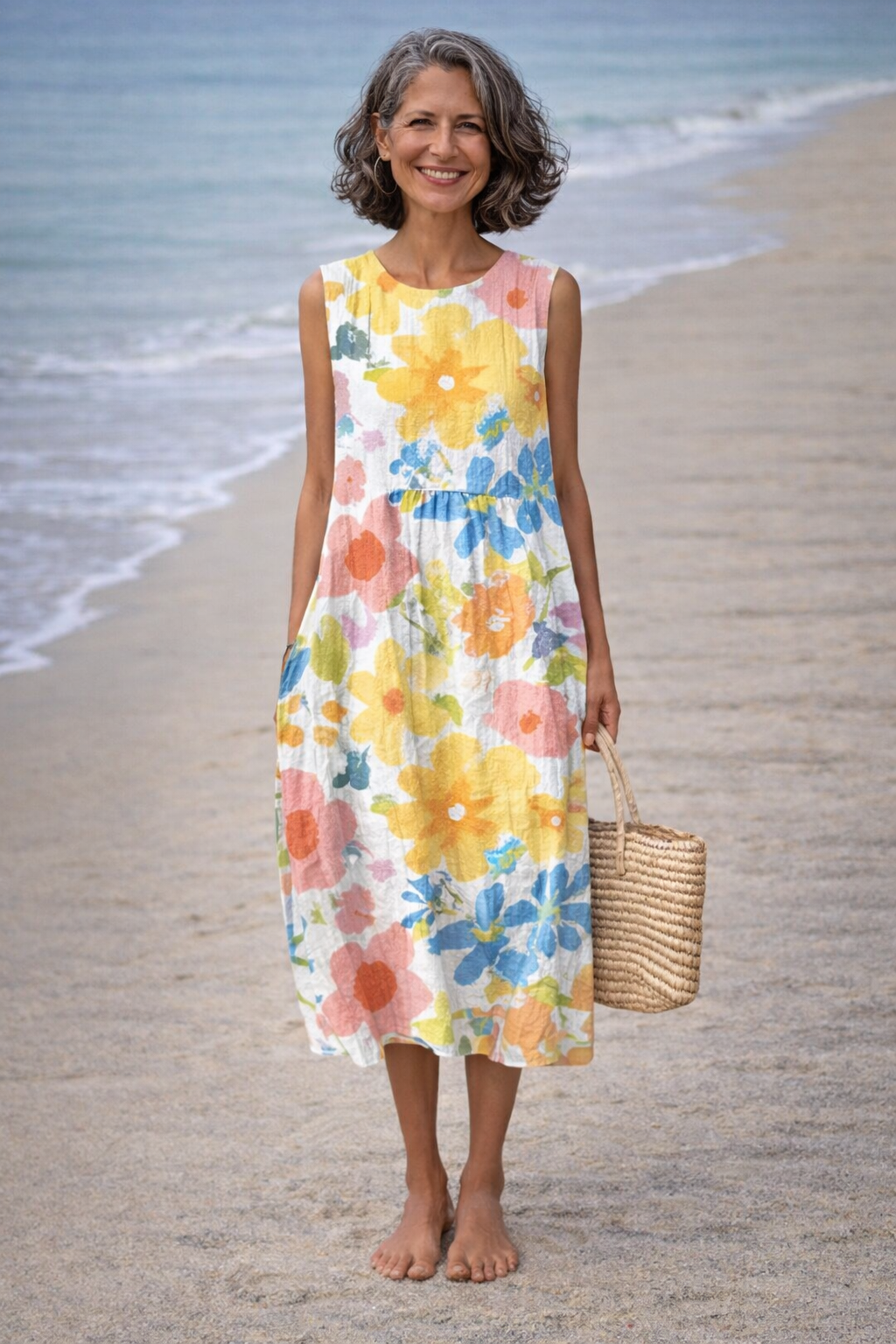 Ella | Midi-jurk met pastel bloemen - By Qivii