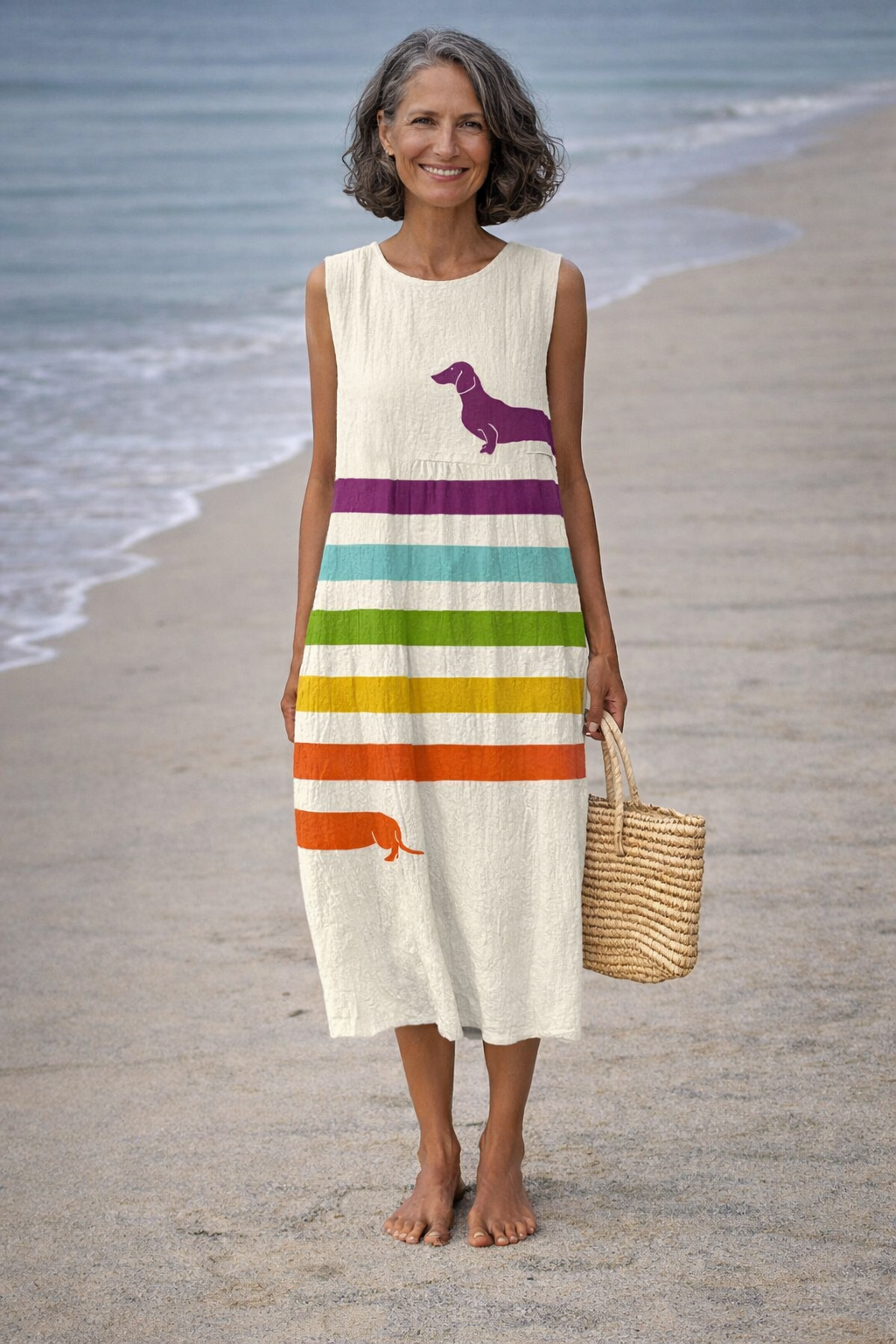 Andrea | Midi-jurk met teckelprint - By Qivii