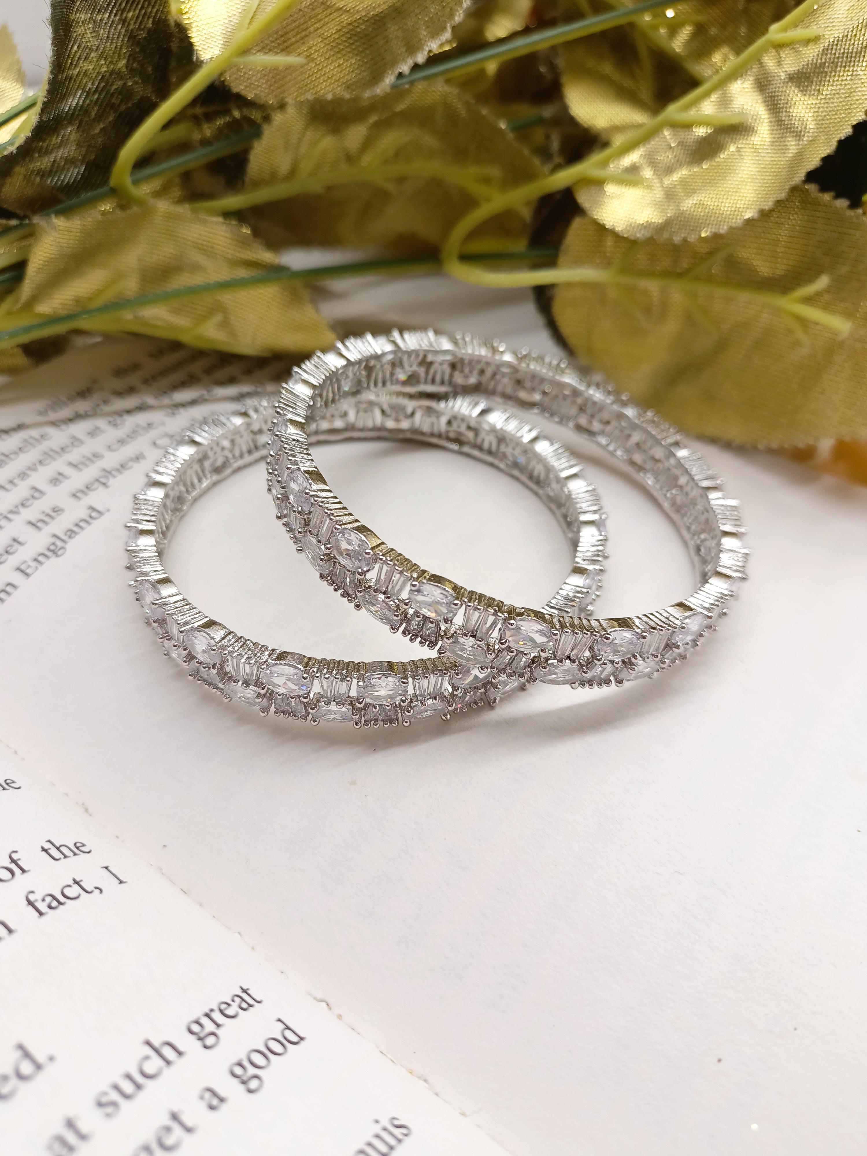 Tulika American Daimond Silver Plated Bangle - qivii