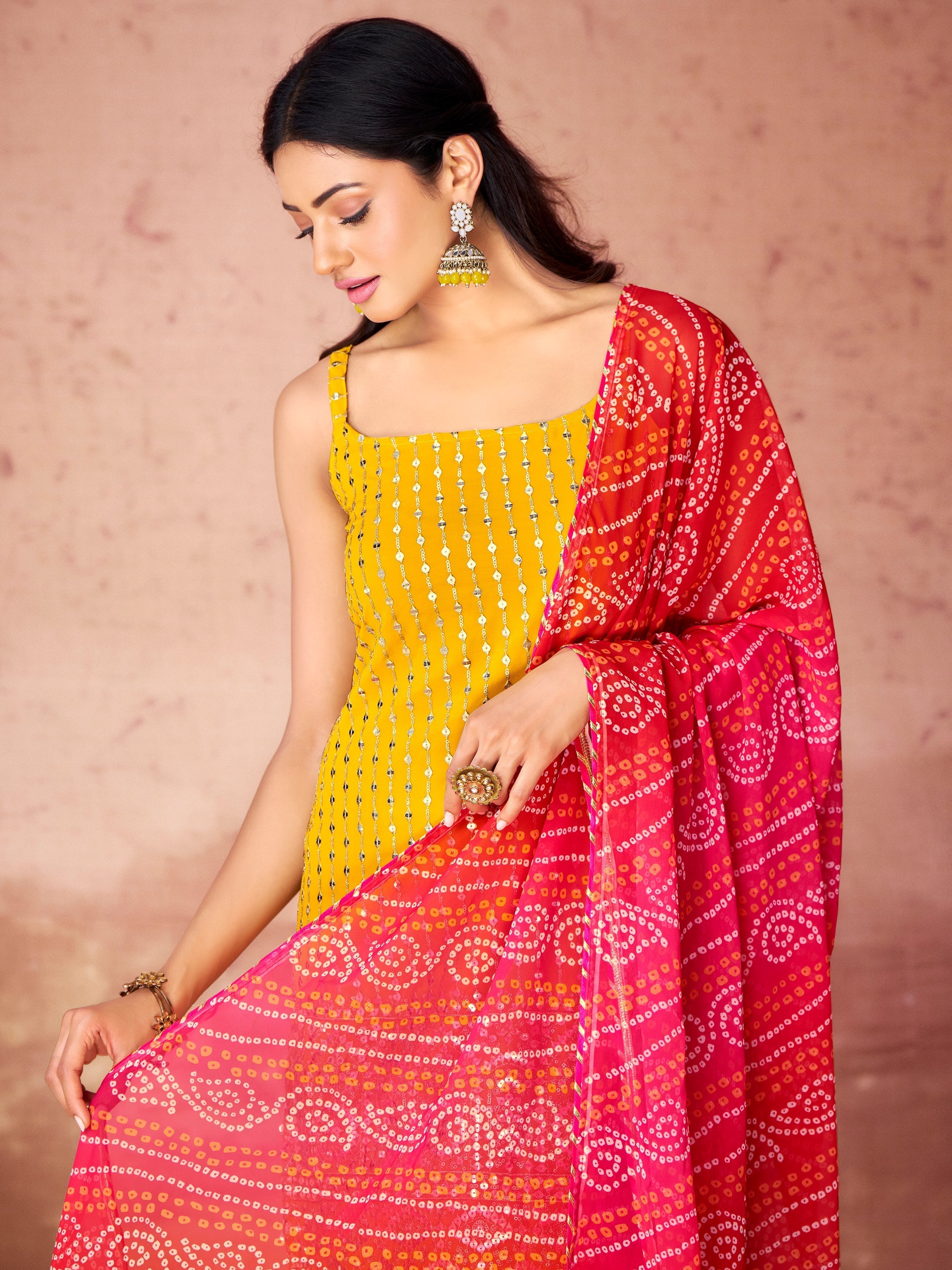 Fully stitched sharara suit in sizes XS to XXL