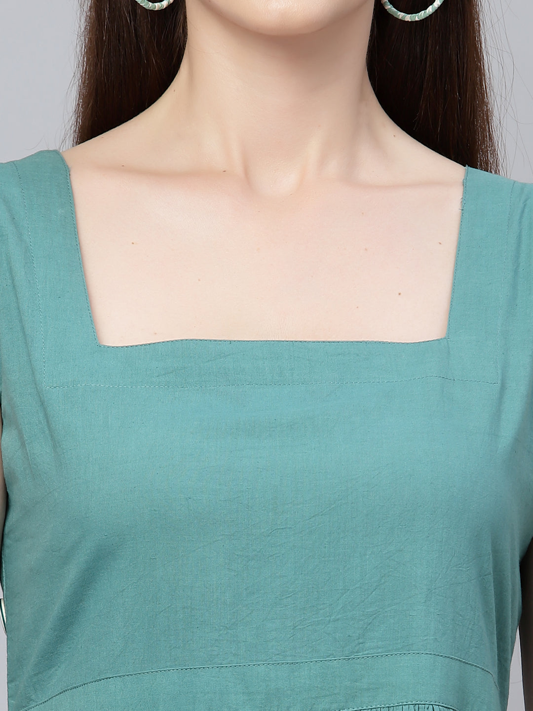 Blue Cotton Solid Gathered Dress - By Ragavi - qivii