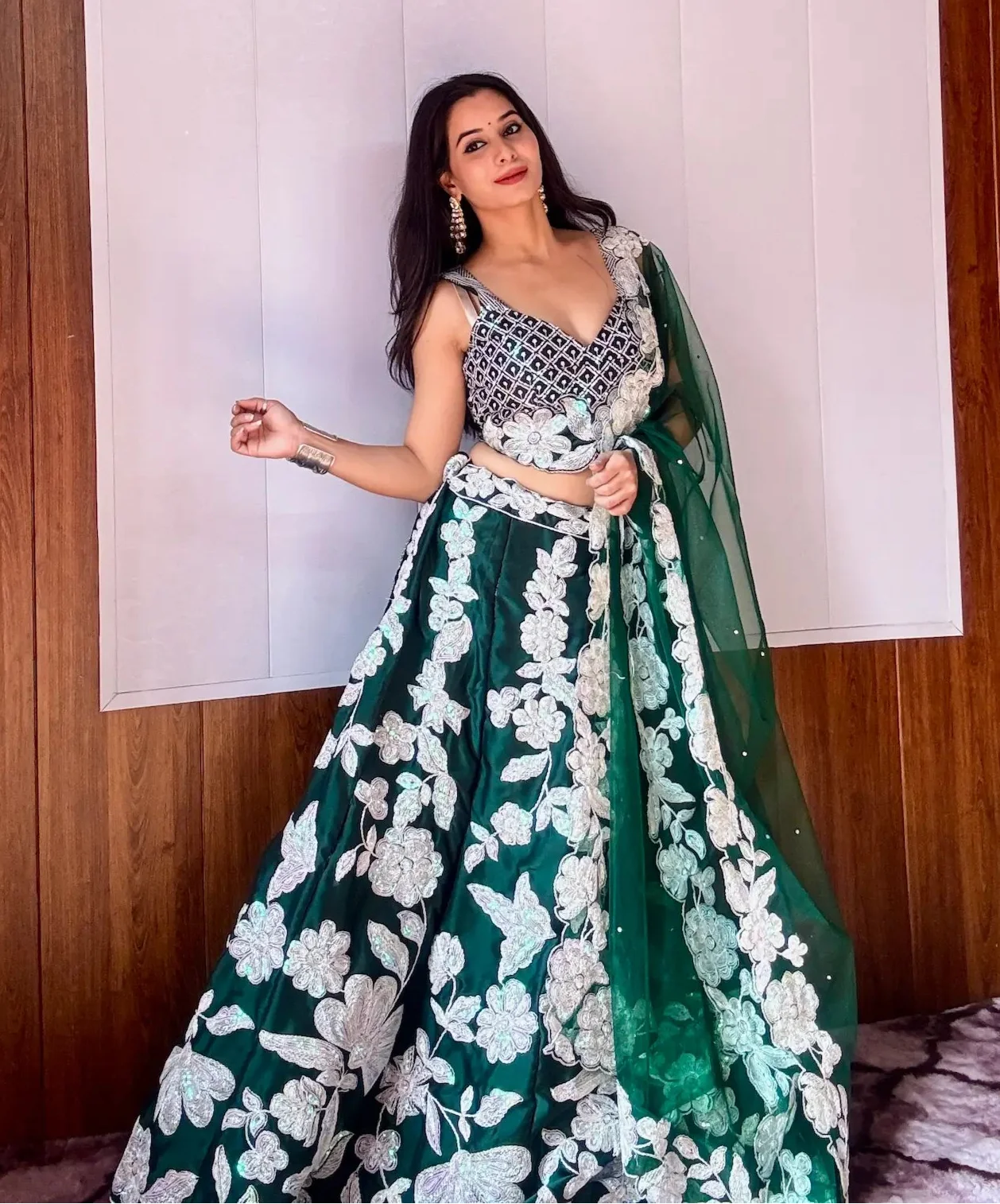 Green Kasturi Silk Lehenga Choli With Sequence & Dori Work | Ready To Wear - qivii