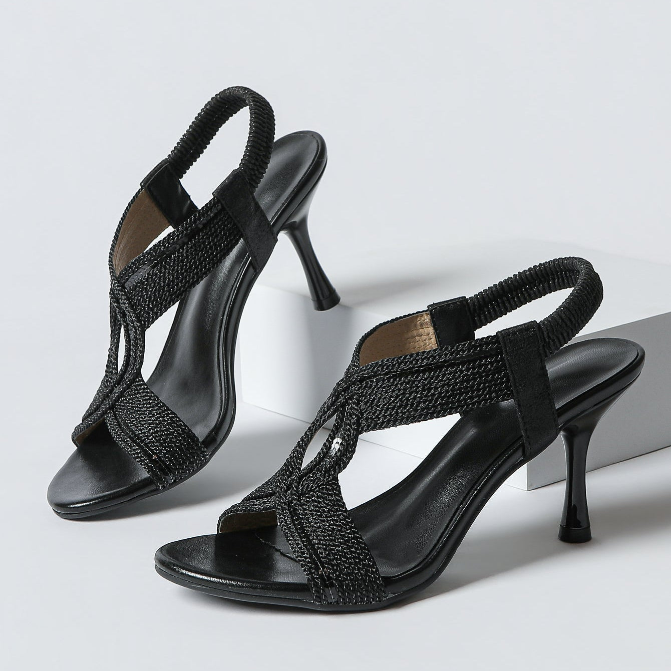 Women's Thea Braid Artisan Stiletto Sandals – Handwoven Open-Toe Roman Heels (US 4–10.5)