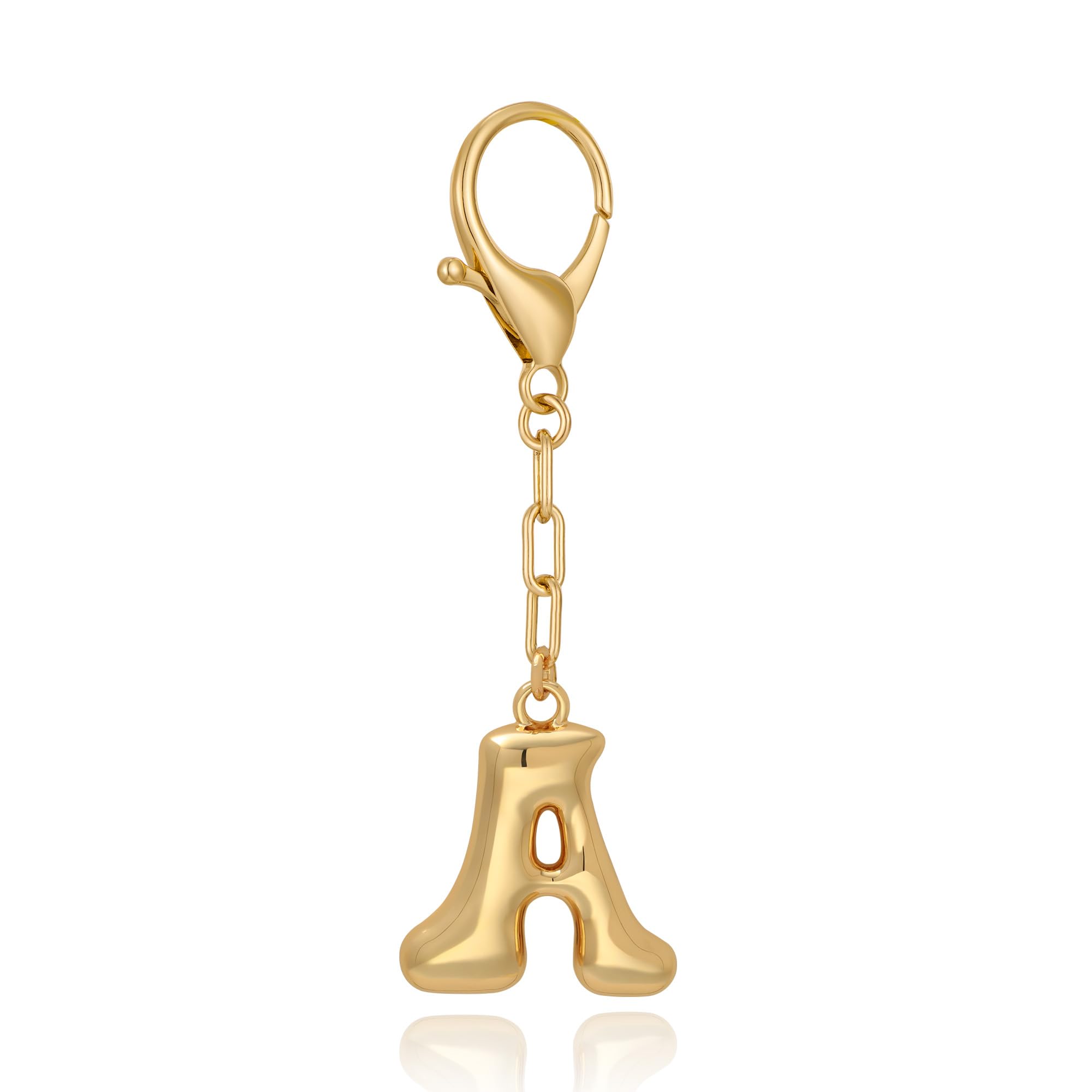 Initial Letter Bag Charm | Gold Bubble Alphabet Keychain for Women Handbag Accessory & Gift