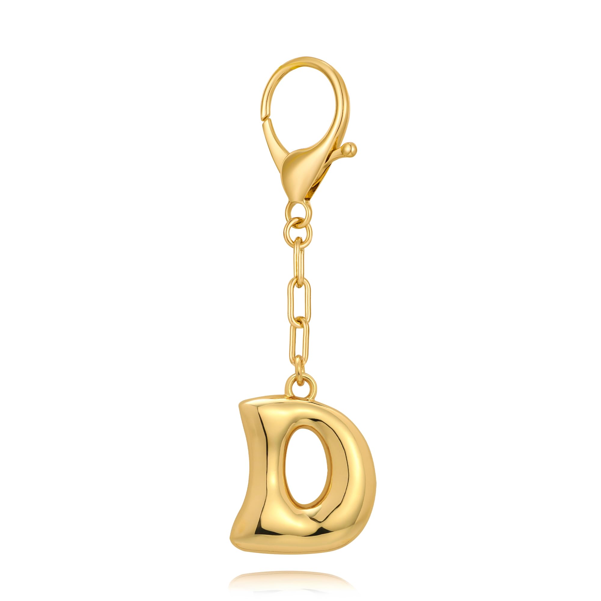 Initial Letter Bag Charm | Gold Bubble Alphabet Keychain for Women Handbag Accessory & Gift