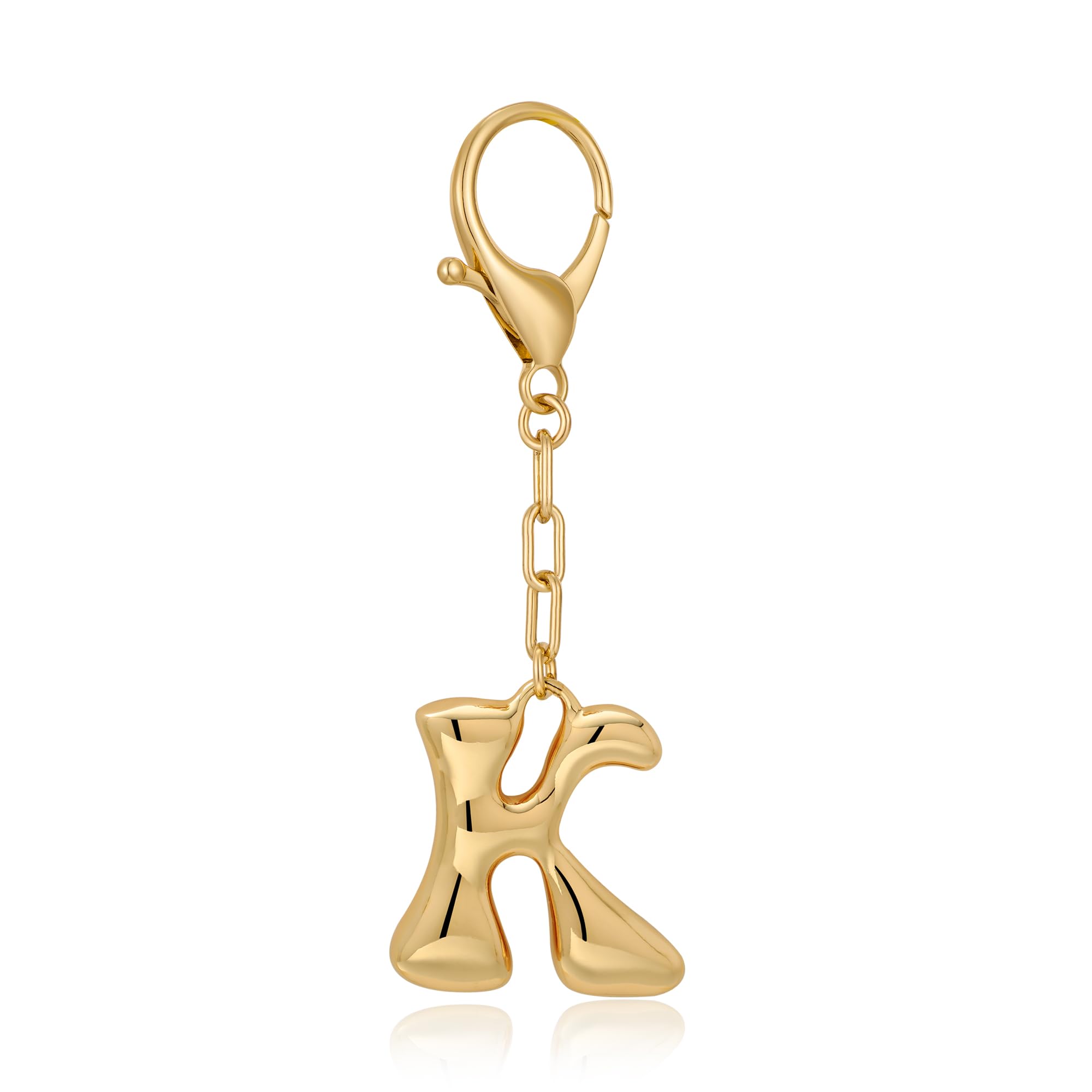 Initial Letter Bag Charm | Gold Bubble Alphabet Keychain for Women Handbag Accessory & Gift