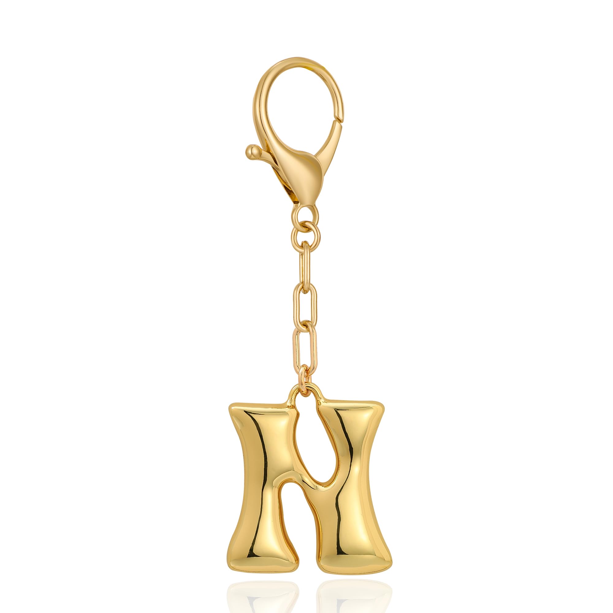 Initial Letter Bag Charm | Gold Bubble Alphabet Keychain for Women Handbag Accessory & Gift