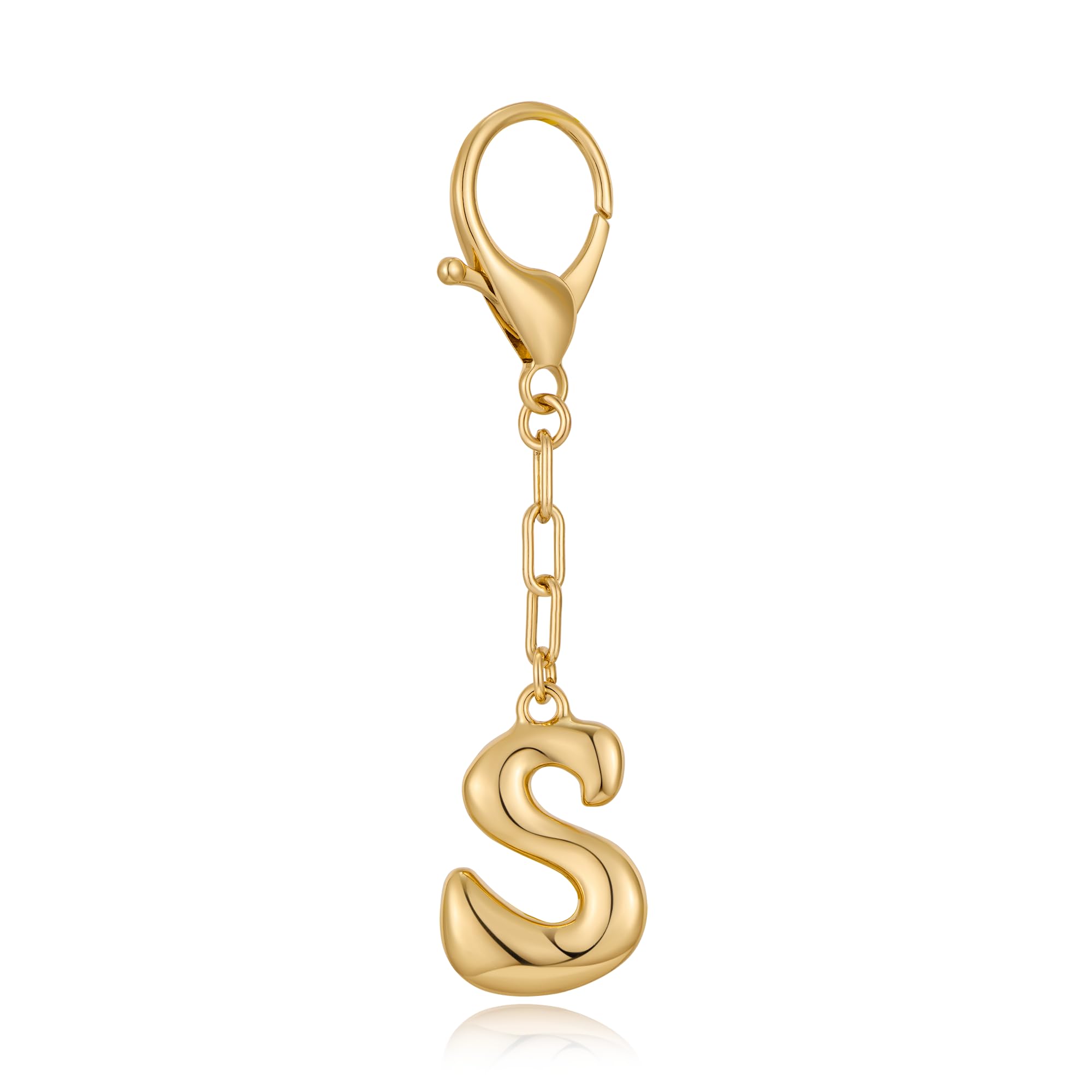 Initial Letter Bag Charm | Gold Bubble Alphabet Keychain for Women Handbag Accessory & Gift