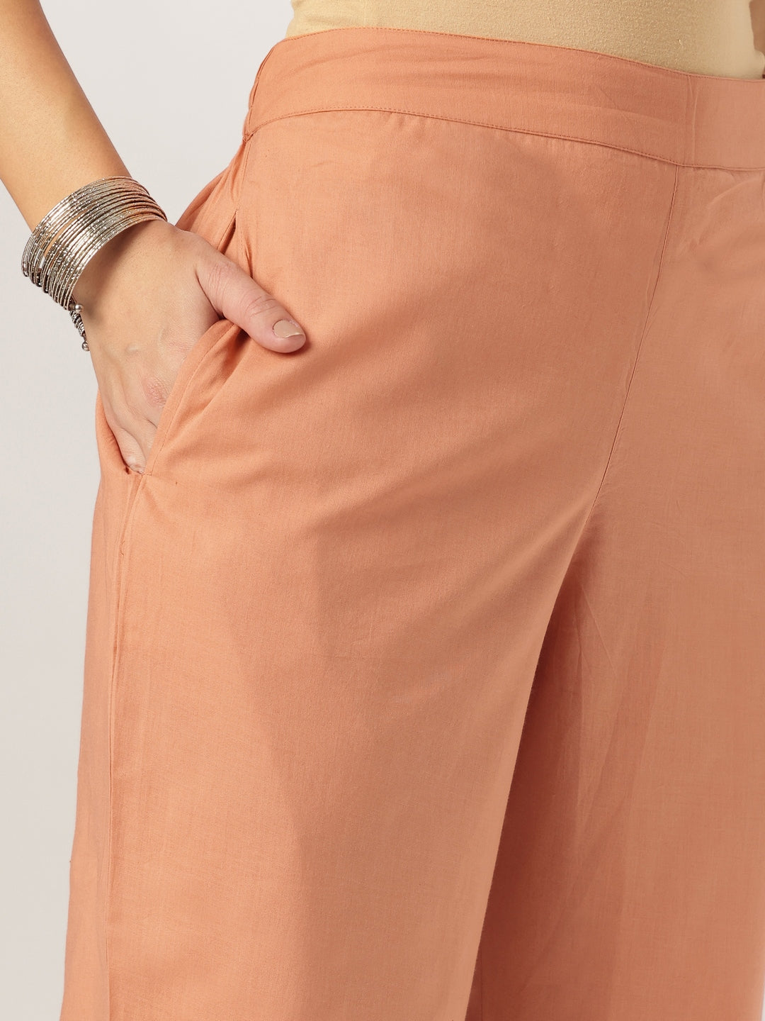 Rust Pure Cotton Solid Straight Kurta Set - qivii